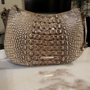 New Brahmin Cream and Coffee Embossed Genuine Leather Brand New Shoulder Bag